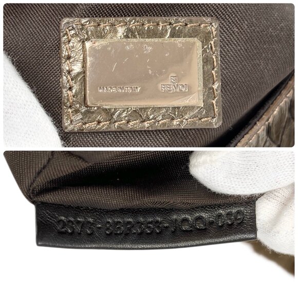 FENDI Vintage Logo Chef Mink Faux Fur Shoulder Bag Handbag Python Brown [106352] - Picture 12 of 12